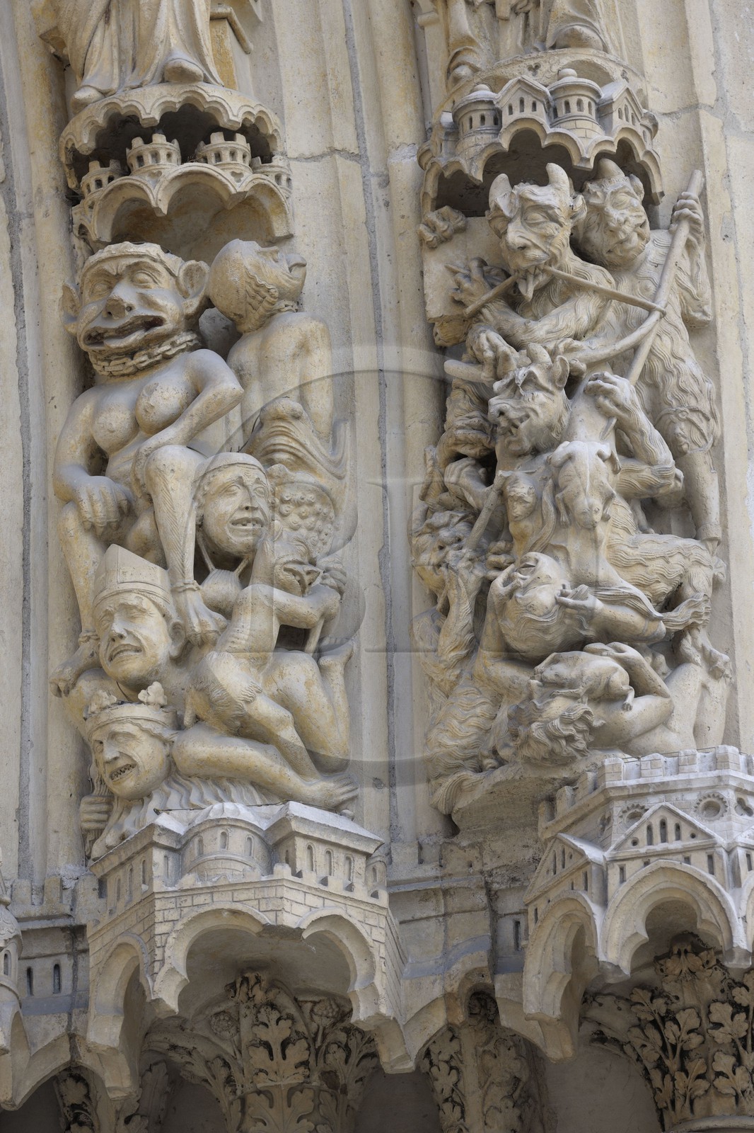 France, Paris (75), île de la Cité, la cathédrale Notre-Dame, portail du Jugement dernier, l'enfer
