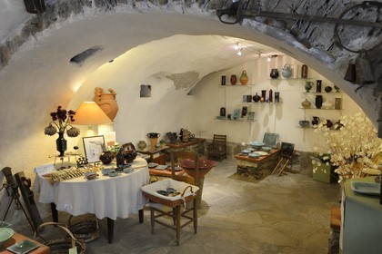 France, Haute Corse, Corte, the old neighbourhood of Chiostra in the Ville Haute, A Chiostra pottery workshop