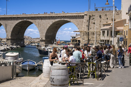 France, Bouches-du-Rhône (13), Marseille, quartier d'Endoume, le Vallon des Auffes et son petit port de pêche