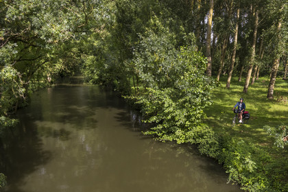 France, Deux-Sèvres (79), le Marais Poitevin, la Venise Verte, Le Vanneau-Irleau, randonnée à bicyclette le long des canaux