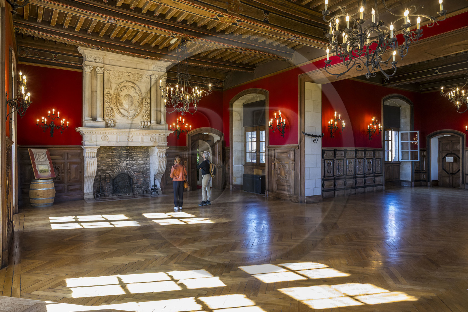 France, Côte-d'Or (21), Paysage culturel des climats de Bourgogne classés Patrimoine Mondial de l'UNESCO, Route des Grands Crus, vignoble de la Côte de Nuits, Vougeot, le Chateau du Clos de Vougeot, le salon d'honneur Renaissance