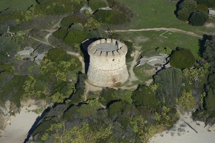 France, Corse du Sud, Gulf of Ajaccio, Capitello tower, near the Ricanto beach (aerial view)