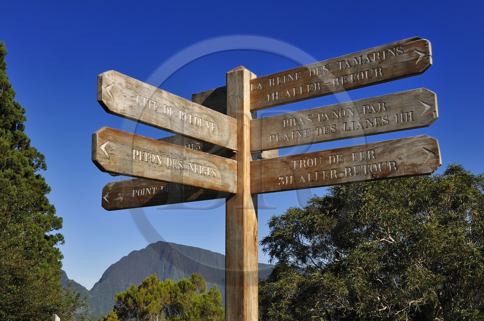 France, Reunion island (French overseas department), directions for hiking in the Belouve forrest