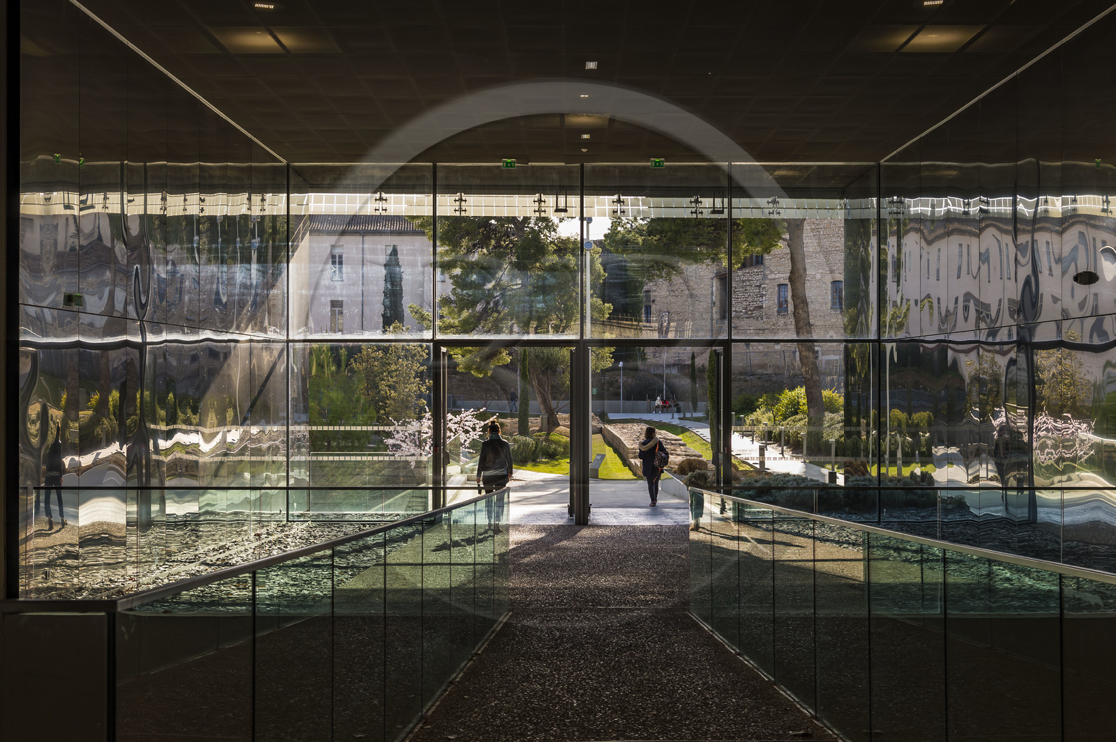 France, Gard, Nimes, Romanity museum (Musée de la Romanite) by architect Elizabeth de Portzamparc, passage under the museum