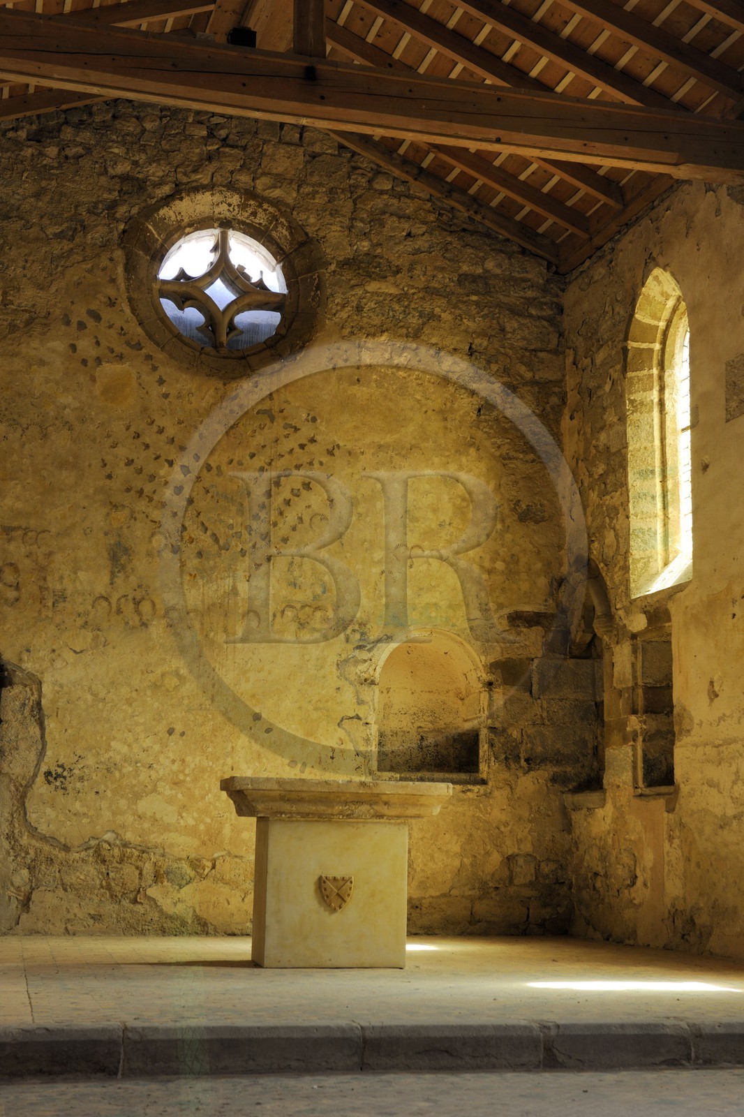 France, Aude, Lagrasse village, labelled Les Plus Beaux Villages de France (The Most Beautiful Villages of France), former dormitory of Sainte Marie de Lagrasse Abbey, Chapel of St. Bartholomew