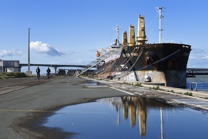 France, Charente-Maritime (17), La Rochelle, le Port Atlantique La Rochelle, port de commerce, cargo à l'abandon au mole d'escale