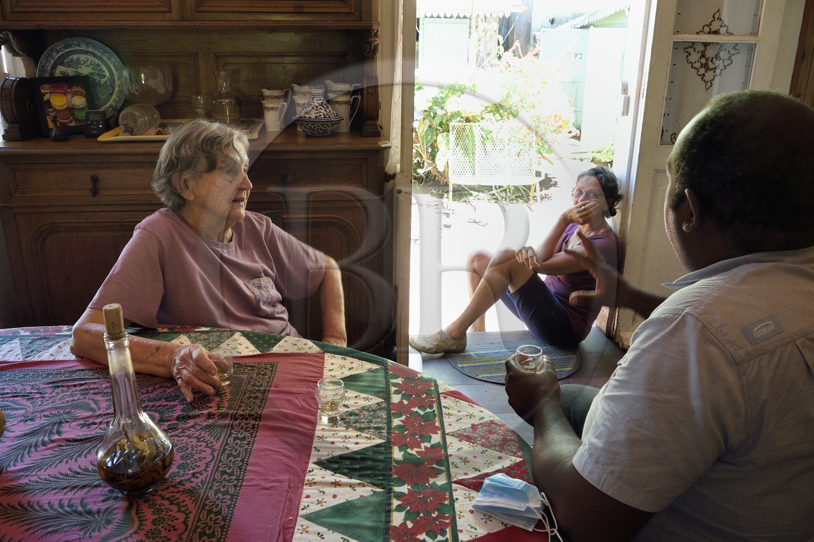 France, Reunion island (French overseas department), Cirque de Salazie, listed as World Heritage by UNESCO, Hell-Bourg, labeled labelled Les Plus Beaux Villages de France (The Most Beautiful Villages of France), the Villa or Maison Folio with the traditional Creole architecture of the 19th century, Solange Folio in her kitchen