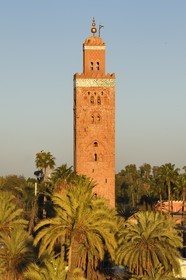 Morocco, High Atlas, Marrakech, Imperial city, Medina listed as World Heritage by UNESCO, the Koutoubia mosque and its minaret