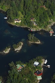Norway, Hordaland, Bergen area, small islands around the city (aerial view)