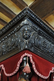 France, Indre et Loire, Amboise, Loire Valley listed as World Heritage by UNESCO, Le Clos Luce castle, Leonardo Da Vinci bedroom, detail of the bed