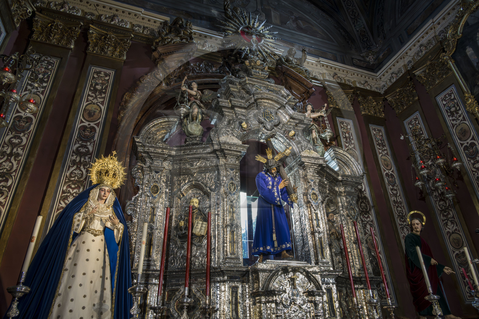 Espagne, Andalousie, Séville, quartier d'Alfalfa, église du Divin Sauveur (Iglesia del Divino Salvador), chapelle du Sacrement et la statue de Notre Père Jésus de la Passion sculpté par Juan Martínez Montanes en 1615