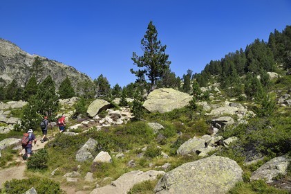 France, Hautes Pyrenees, Saint Lary Soulan, Neouvielle National Nature Reserve, Neouvielle lakes hike, Les Laquettes small lakes