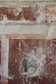 Israel, West Bank, Herodium or Herodion is a volcano-like hill with a truncated cone with a a fortress and palace build by Herod the Great (Herodion National Park), the Royal Box at King Herod's Theater excavations were conducted by Prof. Ehud Netzer and now by Yakov Kalman, frescoes