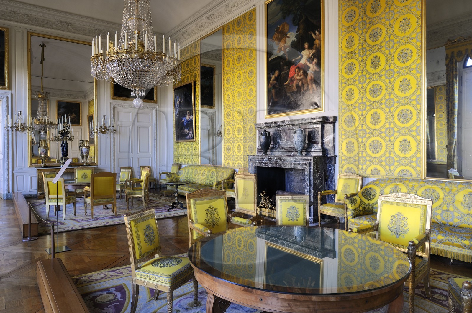 France, Yvelines (78), château de Versailles, classé Patrimoine Mondial de l'UNESCO, le Grand Trianon, salon de famille de Louis Philippe