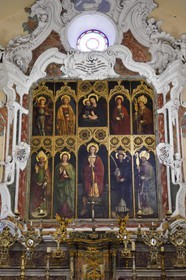 France, Alpes-Maritimes, Lucéram, St Margaret Church, the altarpiece of Saint Margaret (1498) attributed to Louis Brea, the famous Nice primitive