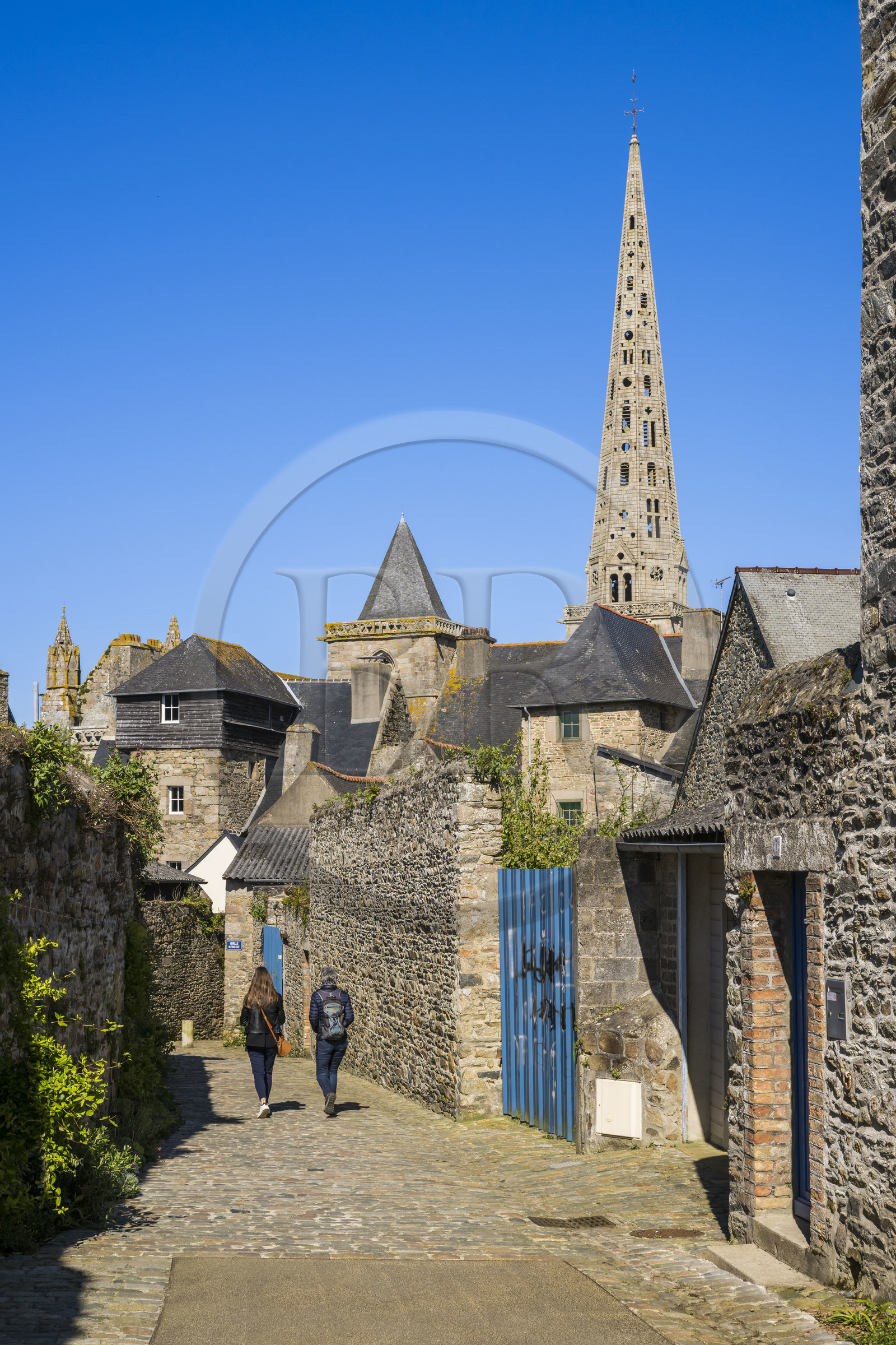 France, Côtes-d'Armor, Tréguier, Saint Tugdual Cathedral seen from the Kercoz alley