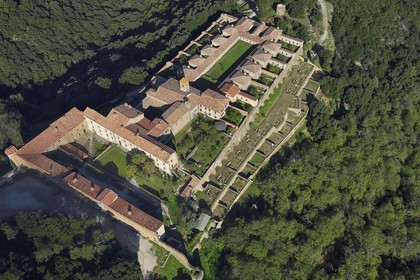 France, Var, Massif des Maures, Collobrieres, chartreuse de la Verne (aerial view)