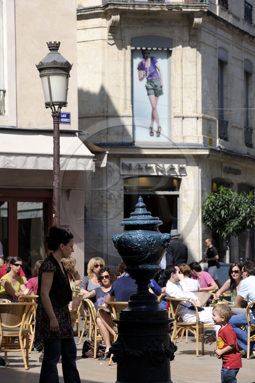 France, Gard (30), Nimes, fontaine  sur la place aux Herbes