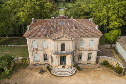 France, Hérault (34), Lavérune, Chateau de l'Engarran, hotel particulier de la deuxième moitié du XVIIIème siècle appelée folie montpelliéraine (vue aérienne)