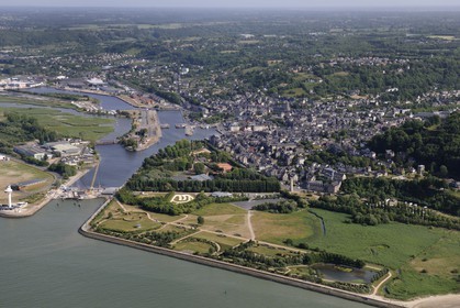 France, Calvados, Honfleur on the Seine side (aerial view)