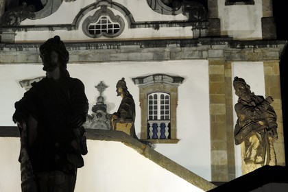 Brazil, Minas Gerais state, Congonhas do Campo, Santuario Bom Jesus de Matosinhos church, Prophetes statue on the church square by sculptor Aleijadinho (Gold Route, Estrada Real)