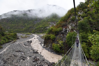 Azerbaijan, Ismailli region, suspension bridge over the Girdimanchai river gorge
