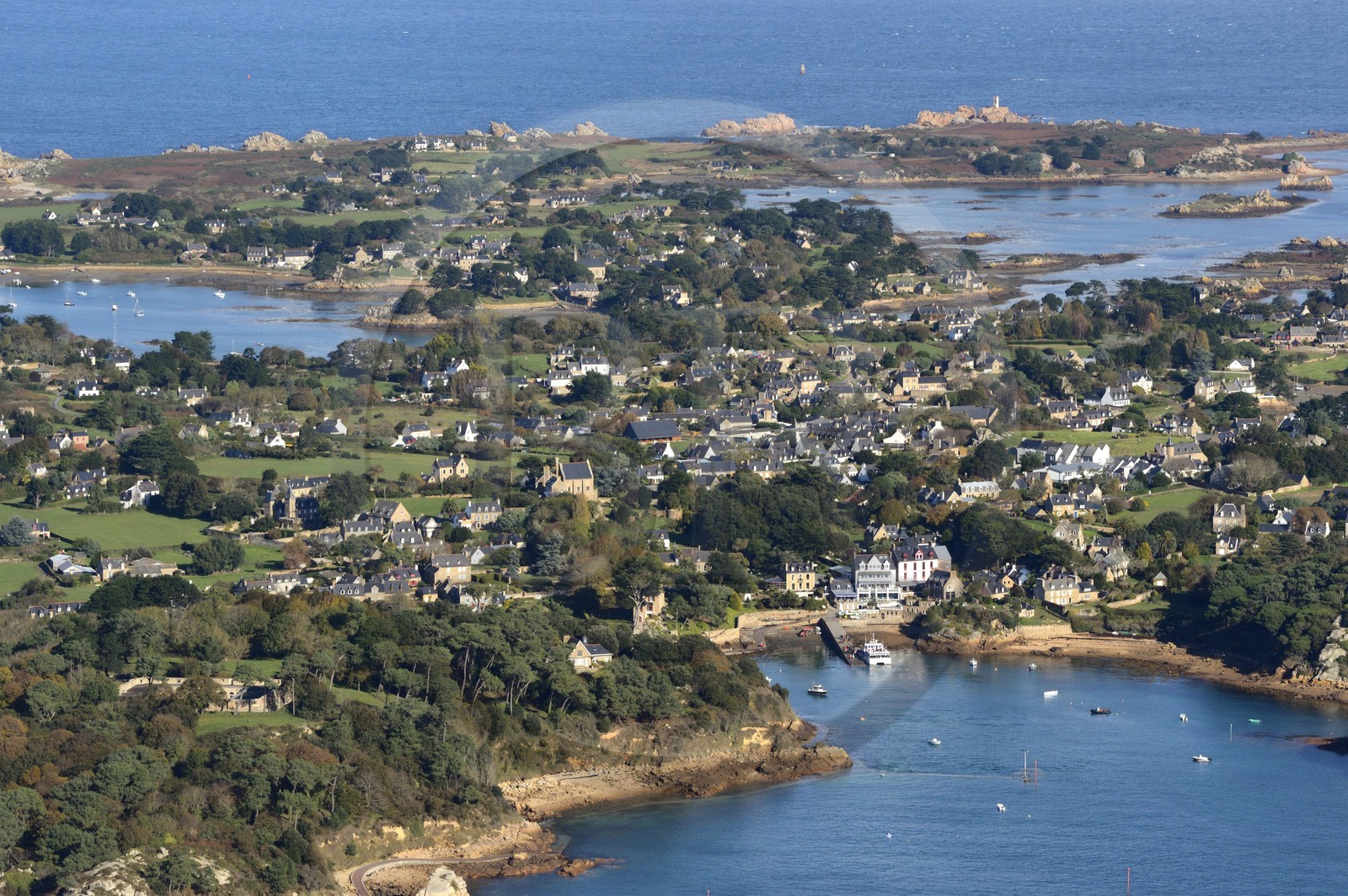France, Cotes-d'Armor, Brehat island, Port-Clos (aerial view)