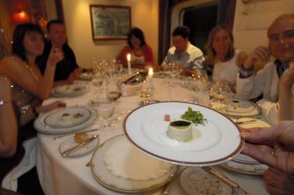 Italy, cruise aboard the Silvershadow ship of the company Silversea, dinner in a private room