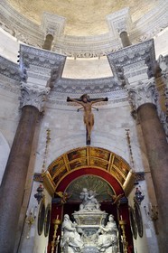 Croatie, Dalmatie, cote dalmate, Split, vieille ville romaine classée Patrimoine Mondial de l'UNESCO, palais de Dioclétien, la cathédrale Saint-Domnius construite dans l'ancien mausolée de l'empereur romain Dioclétien