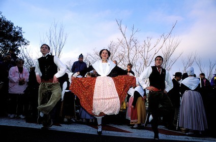 France, Bouches du Rhone, Les Baux de Provence village, labelled Les Plus Beaux Villages de France (The Most Beautiful Villages of France), Provence traditional dance: the aubade (dawn serenade)