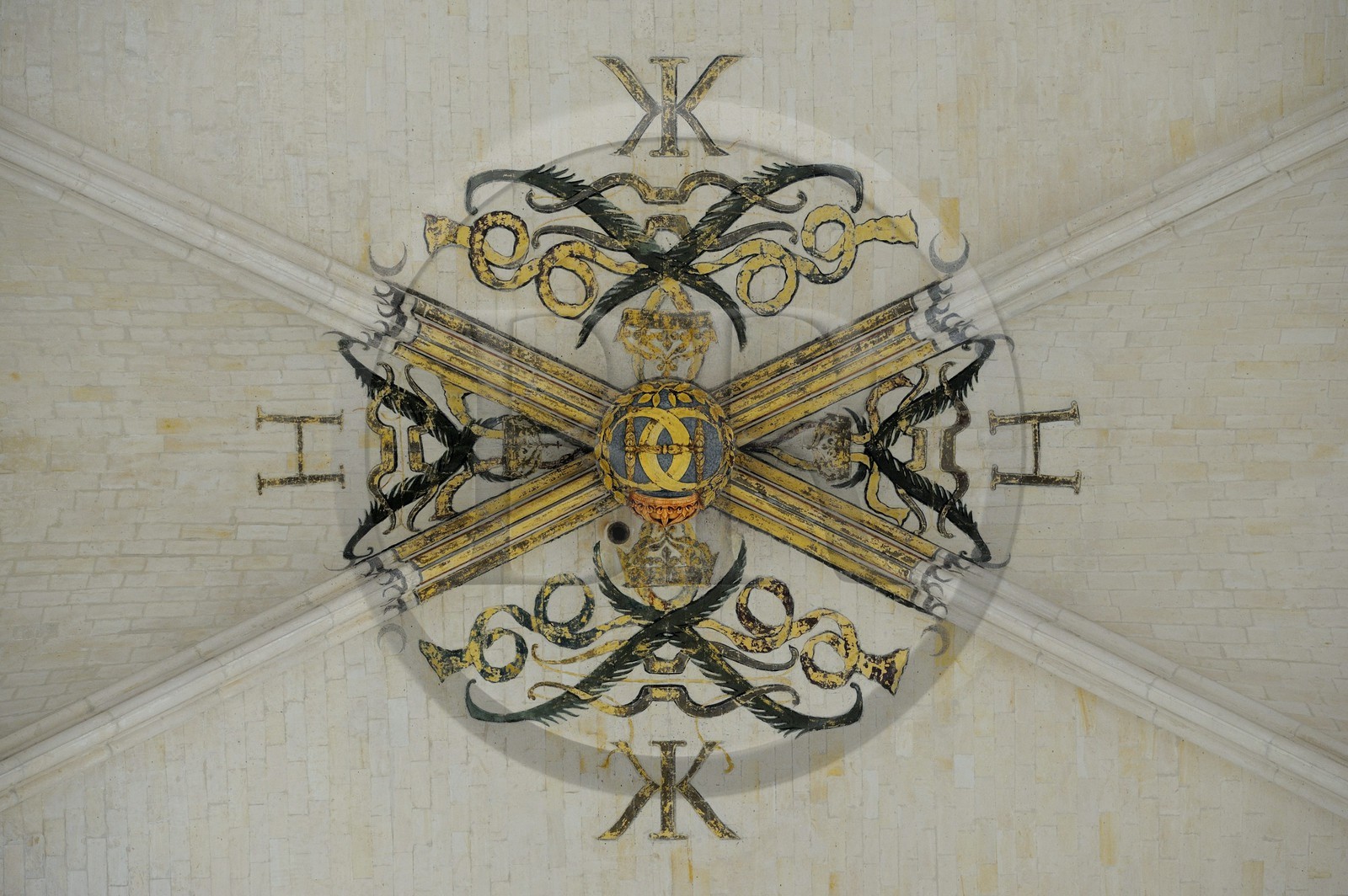 France, Val-de-Marne (94), Vincennes, le château de Vincennes, la Sainte Chapelle, clef de voute