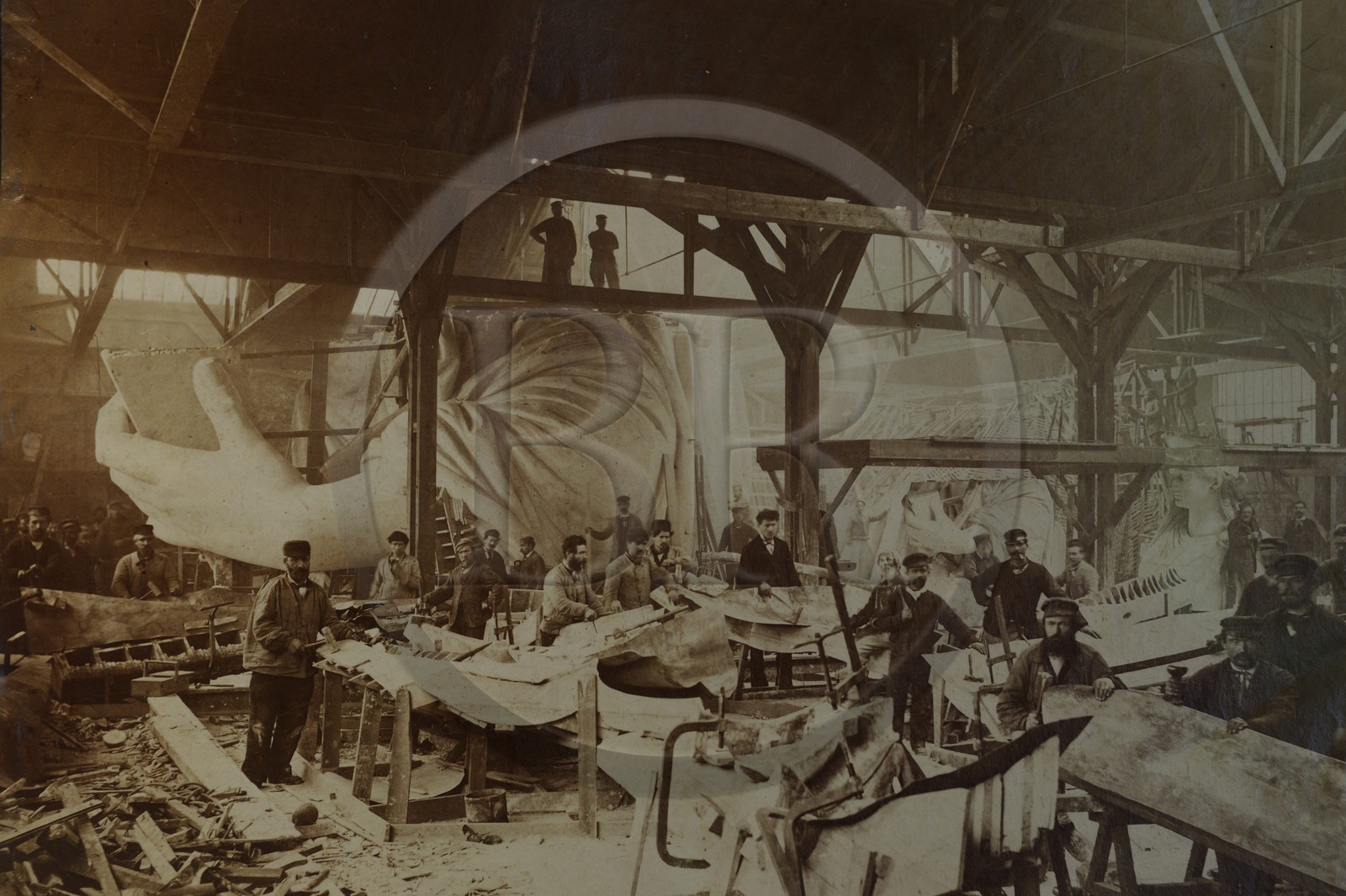 France, Haut-Rhin (68), Colmar, le Musée et maison natale de Bartholdi, construction de la Statue de la Libertée