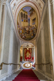 Italy, Liguria, Genoa, Rolli Palace listed as World Heritage by UNESCO, the palazzo Interiano Pallavicino built in 1567, staircase descending from the second floor