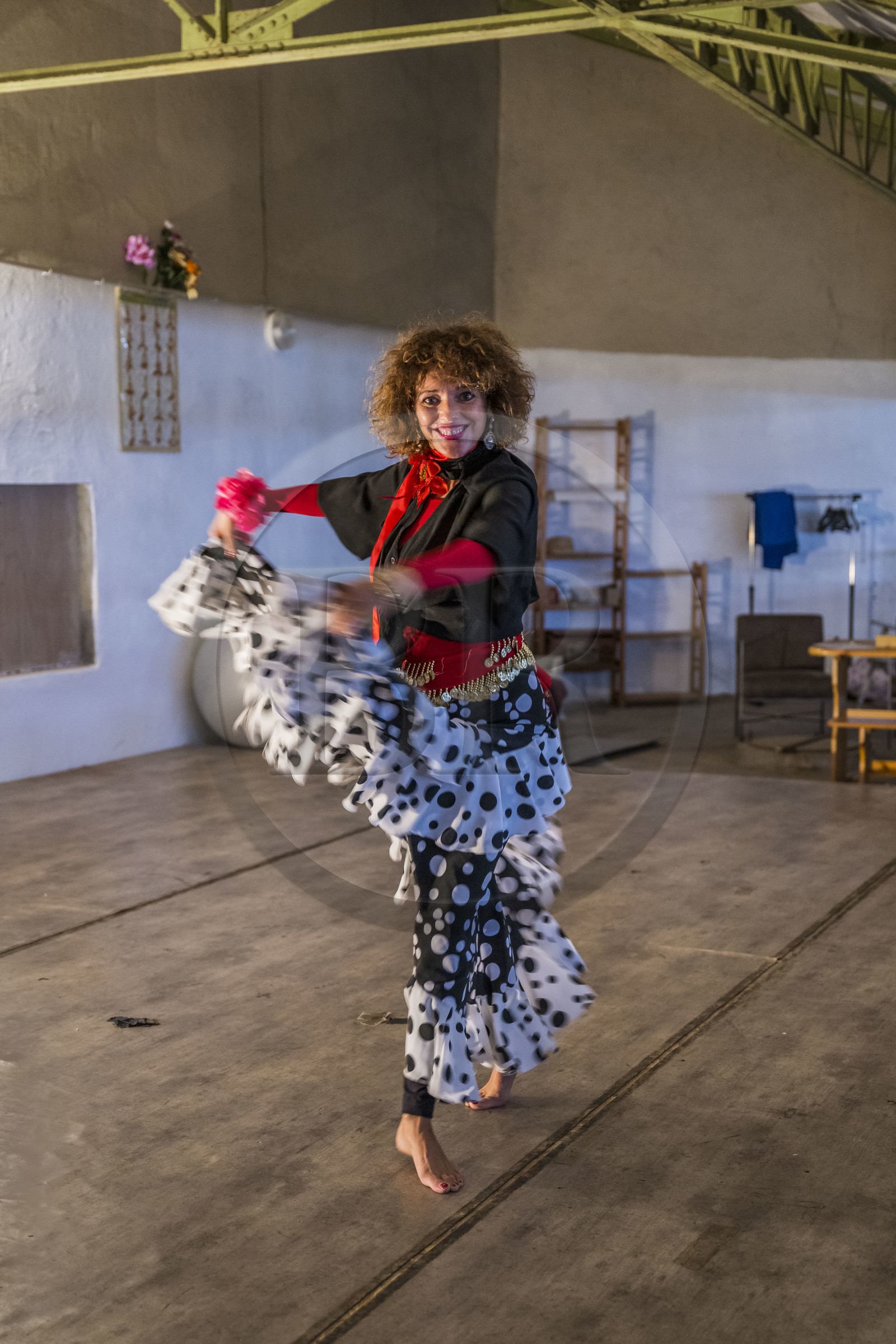 France, Herault, Sete, artists' studios in the old Saint-Raphaël cellars converted into artistic wasteland, artist and dancer Anna Nagy