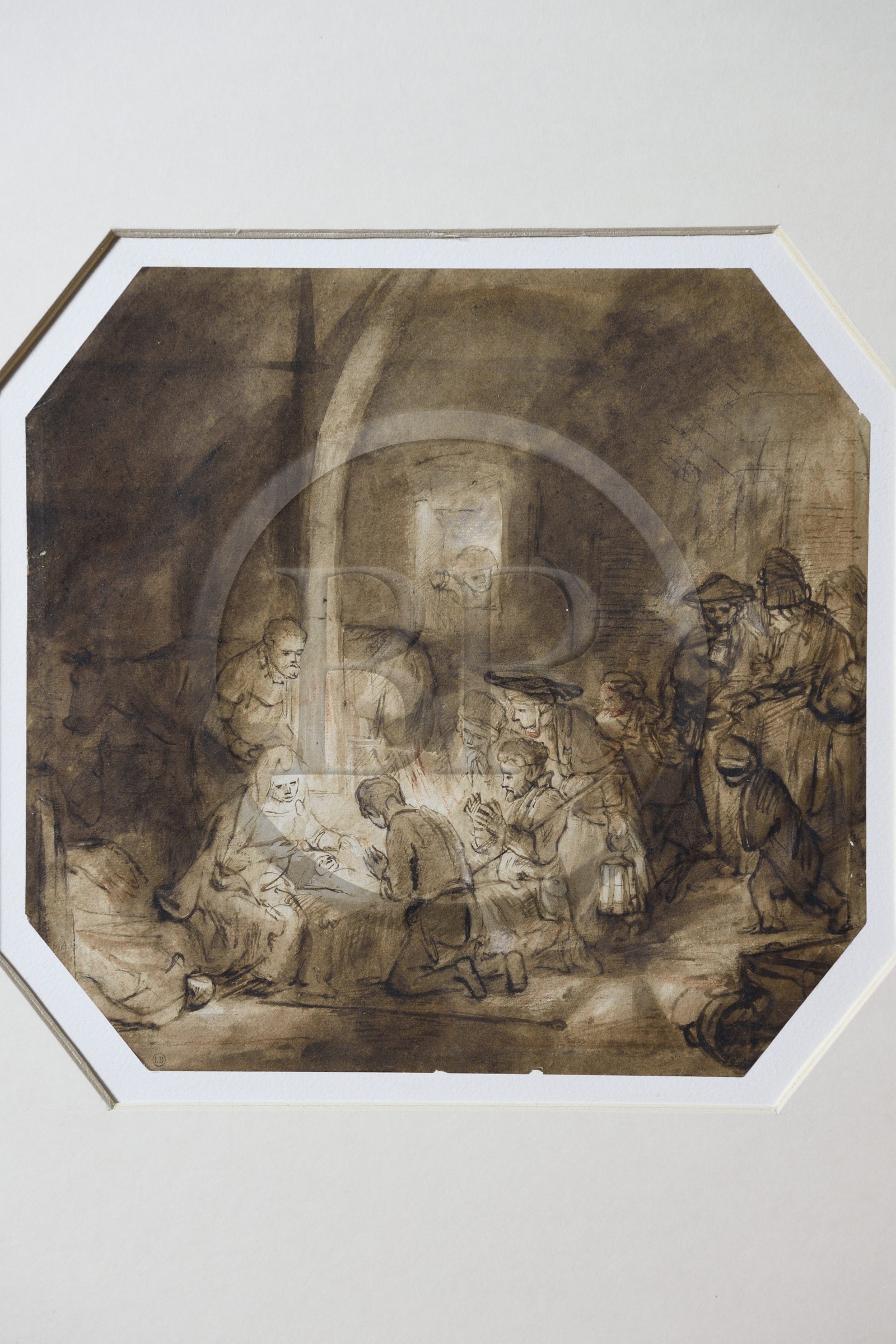 France, Pyrénées-Atlantiques (64), Pays-Basque, Bayonne, musée Bonnat-Helleu, musée des Beaux-Arts, dessin de Rembrandt, l'adoration des bergers