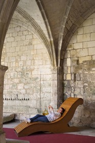 France, Charente-Maritime, Saintonge, Saintes, the cloister and Saint-Pierre cathedral in the old town
