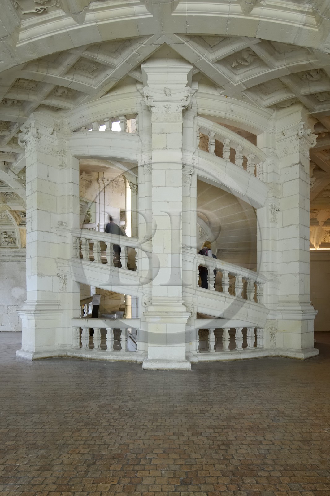 France, Loir et Cher (41), Vallée de la Loire classée Patrimoine Mondial de l' UNESCO, château de Chambord, l'escalier à double révolution attribué à Léonard de Vinci
