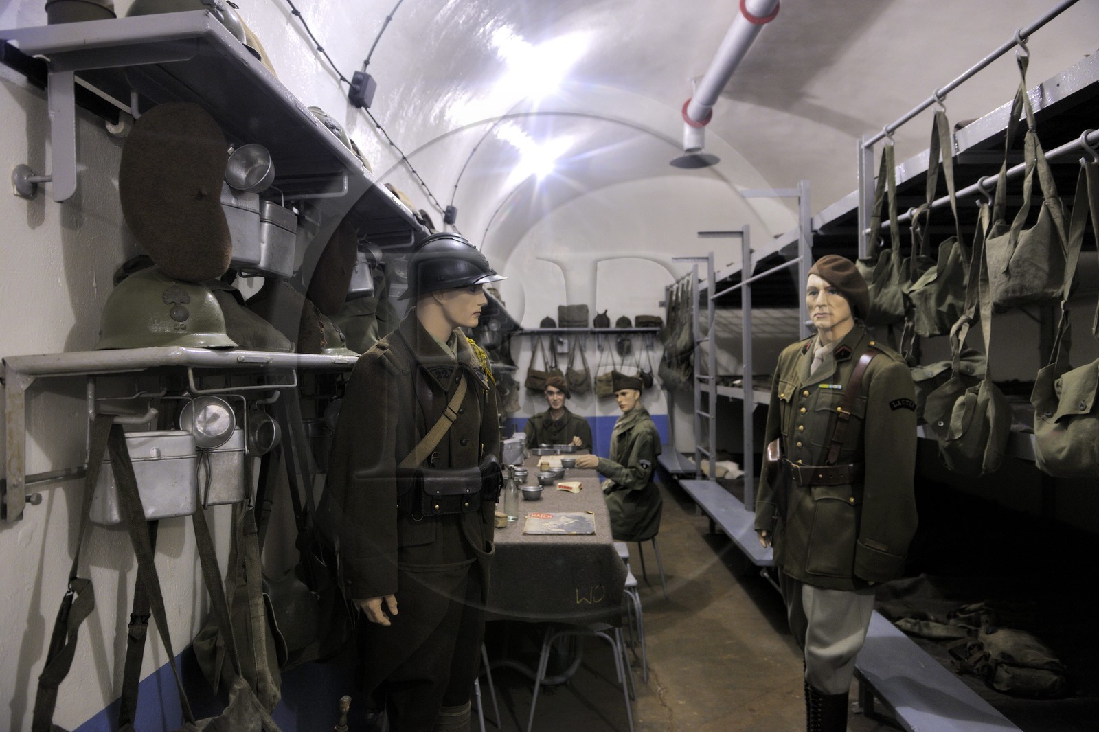 France, Bas Rhin, Hunspach, Maginot Line, Schoenenbourg Fort, reenactment of a French soldier's barrack in the underground garrison