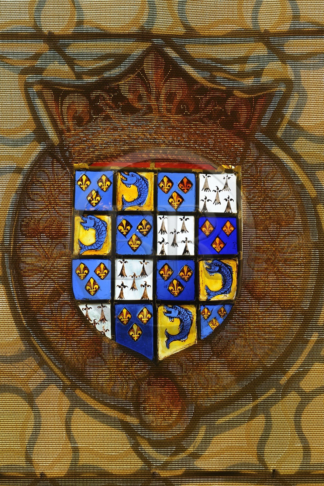 France, Loir-et-Cher (41), Vallée de la Loire classée Patrimoine Mondial de l'UNESCO, château de Chaumont-sur-Loire, vitrail