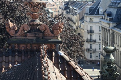 France, Bas-Rhin (67), Strasbourg, quartier de la Neustadt datant de la periode allemande, place de la République, le toit du Palais du Rhin