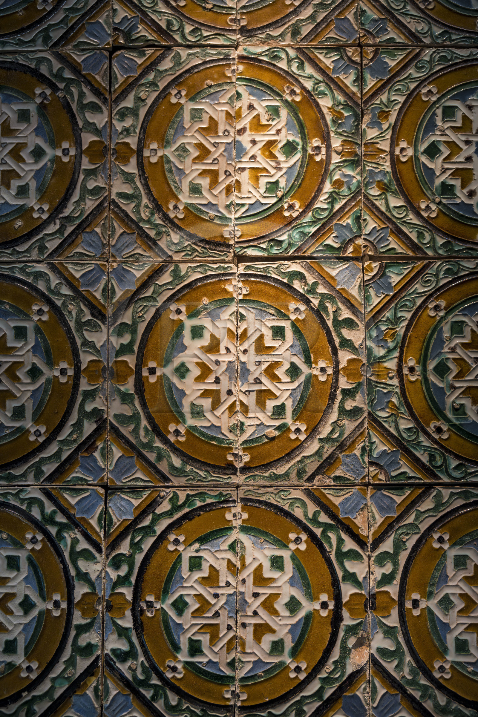 Espagne, Andalousie, Séville, Alcazar de Séville (Reales Alcazares de Sevilla), classé Patrimoine Mondial de l'UNESCO, zelliges du palais du roi don Pedro (Palacio de Pedro I)