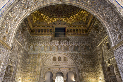 Spain, Andalusia, Seville, the Alcazar of Seville (Reales Alcazares de Sevilla), listed as World Heritage by UNESCO, Hall of the Ambassadors (Salon de Embajadores)
