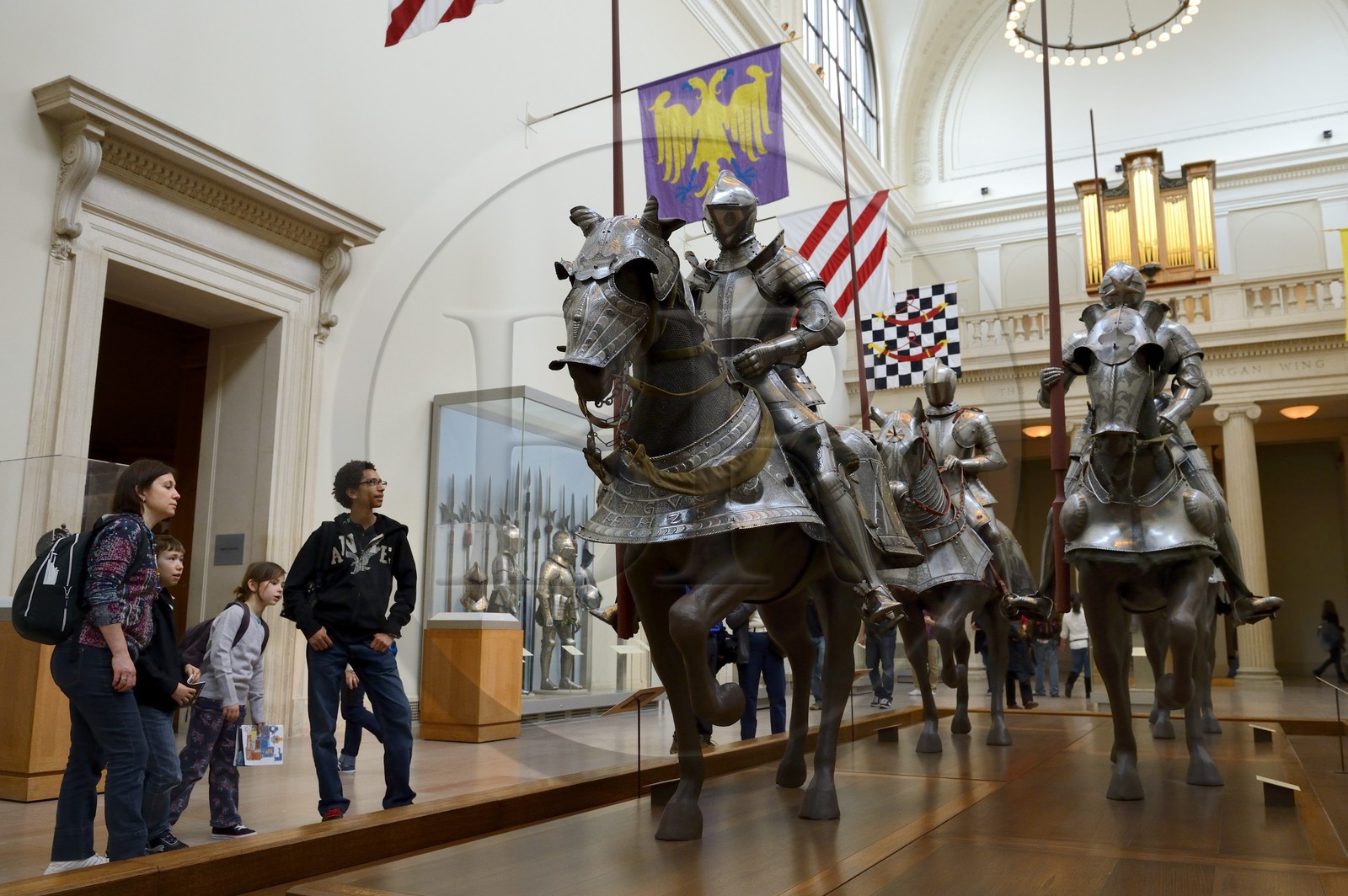 Etats-Unis, New York, Manhattan, East Side, Metropolitan Museum of Art (MET), galerie des armes et armures, le hall principal consacré au Moyen Age