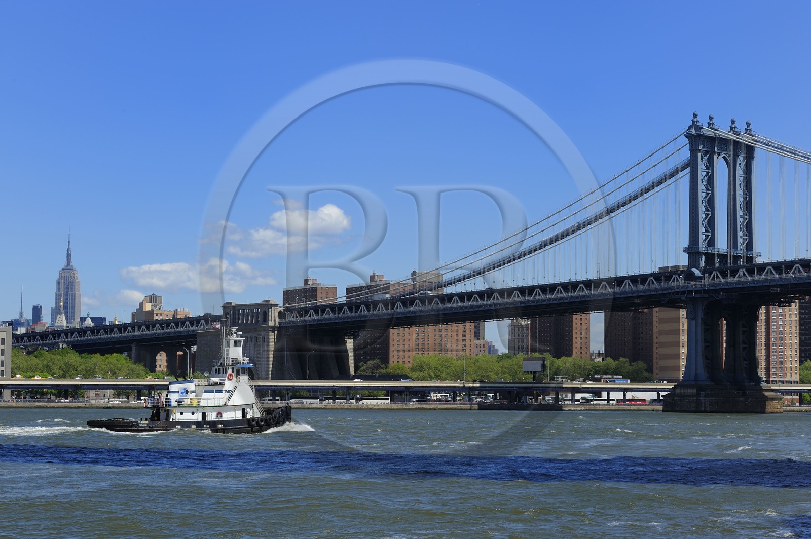 Etats-Unis, New York, Manhattan, Manhattan Bridge et Empire State Building