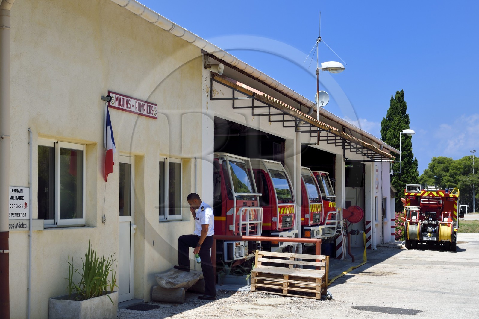 France, Var (83), Iles d'Hyères, Parc national de Port Cros, Ile du Levant, Base-Vie dans la zone militaire, base des marins-pompiers