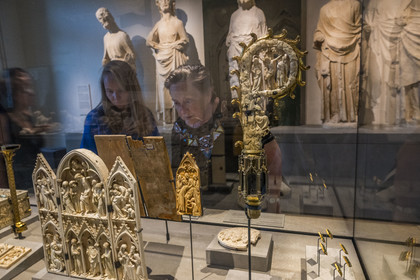 France, Paris, Musée de Cluny - Musée national du Moyen-Age (Middle Ages Museum in the former Hotel de Cluny), Elephant ivory crosier head 2nd quarter of the 14th century (crucifixion on one side)