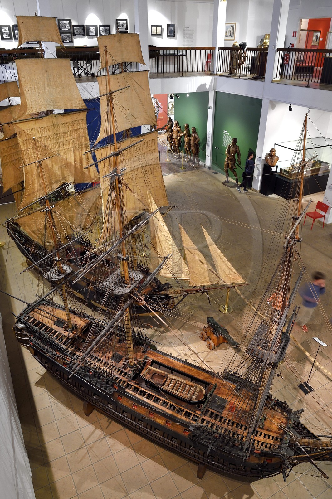 France, Var (83), Toulon, musée national de la Marine, maquette modèle d'instruction au 1 12ème du vaisseau de 74 canons Le Duquesne (1788-1805)