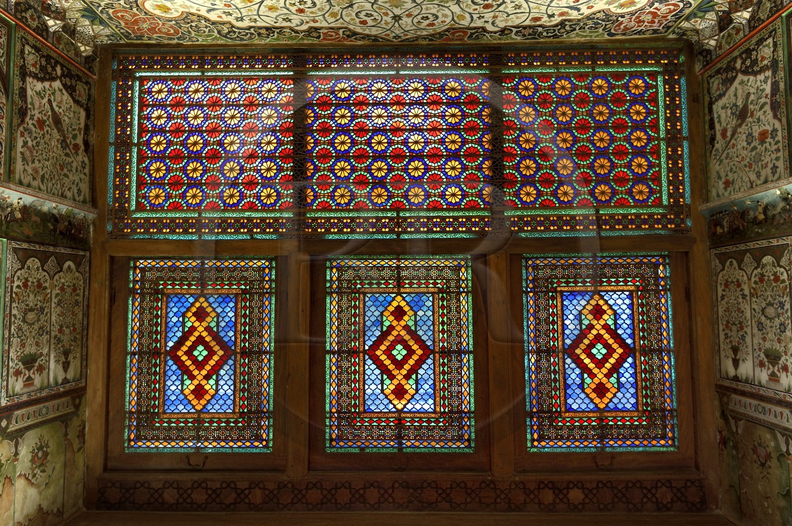 Azerbaijan, Shaki, Palace of Shaki Khans built in 1797 by Muhammed Hasan Khan, Khan's room