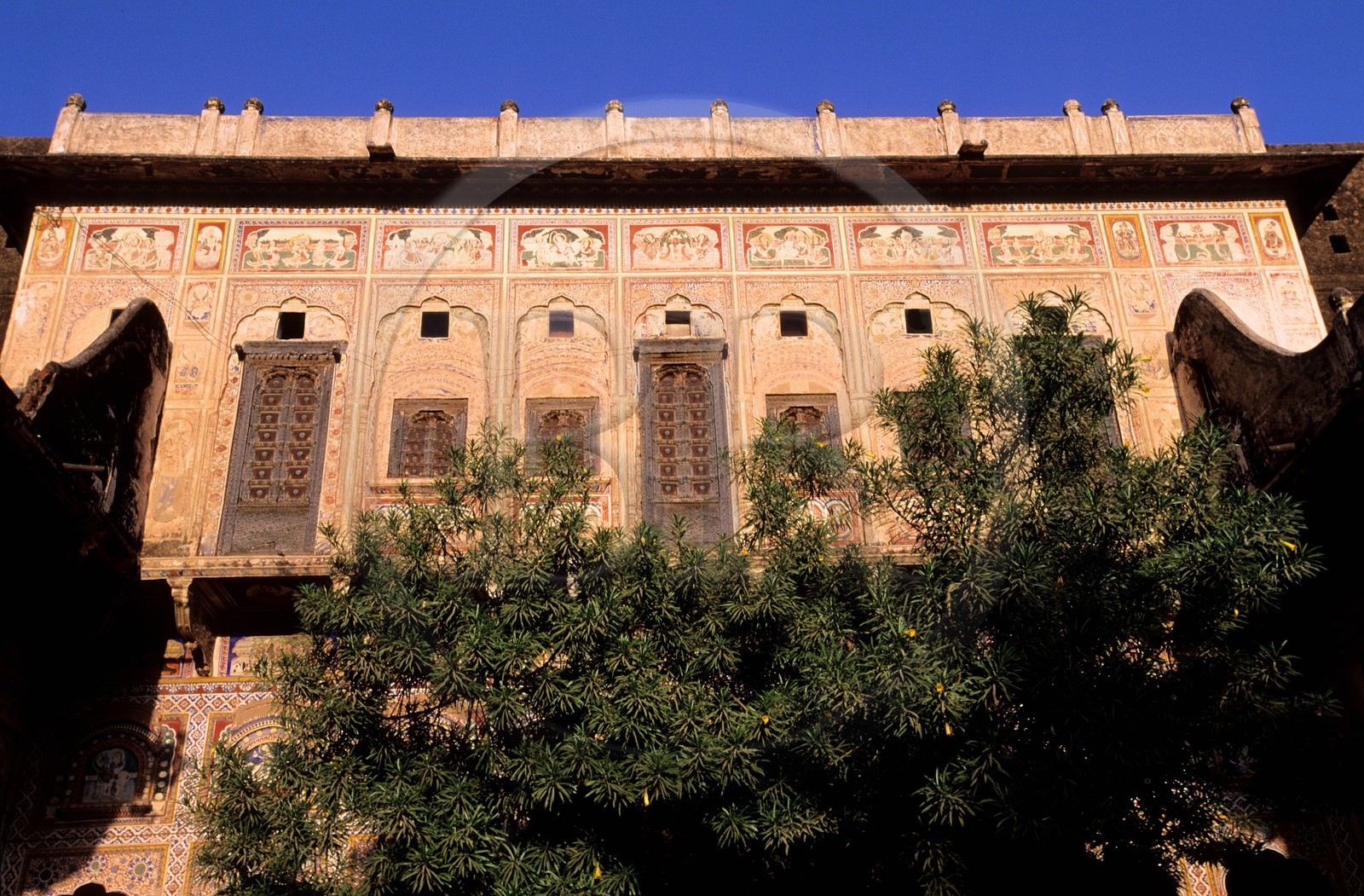 Inde, état du Rajasthan, région du Shekhawati, ville de Nawalgarh, une havéli encore habitée