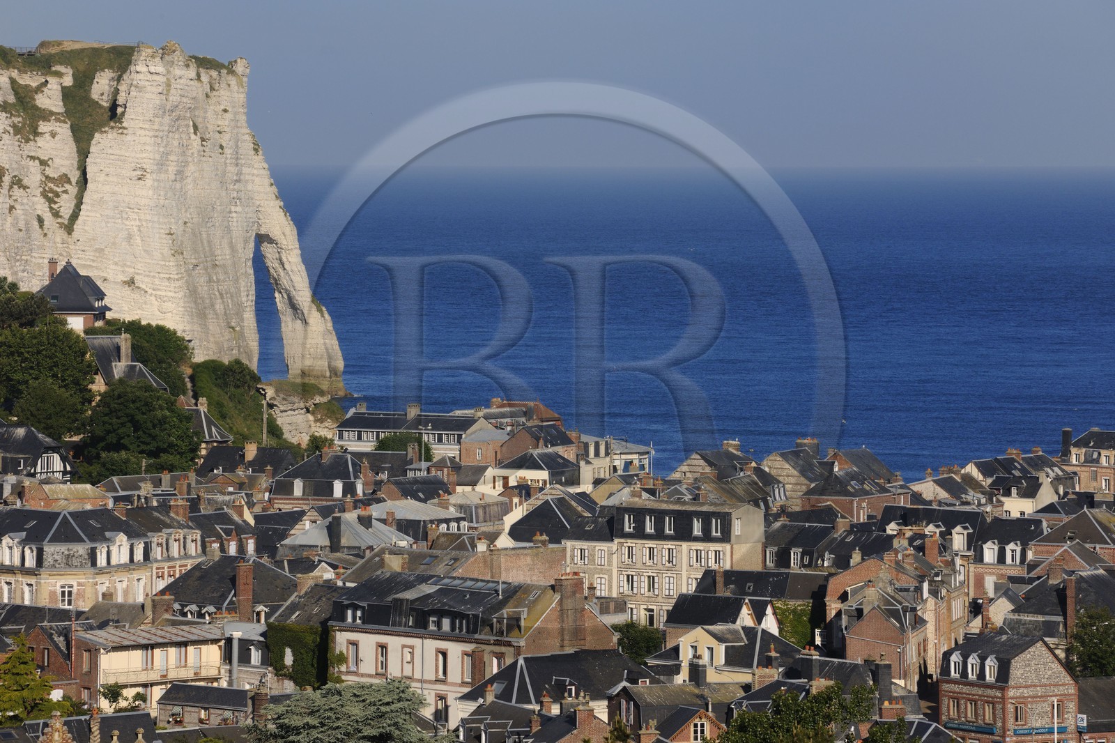 France, Seine Maritime, Pays de Caux, Cote d'Albatre, Etretat from the heights